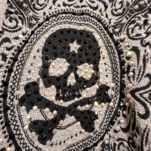 Black Skull Embellished Sweater With Bling By Vocal